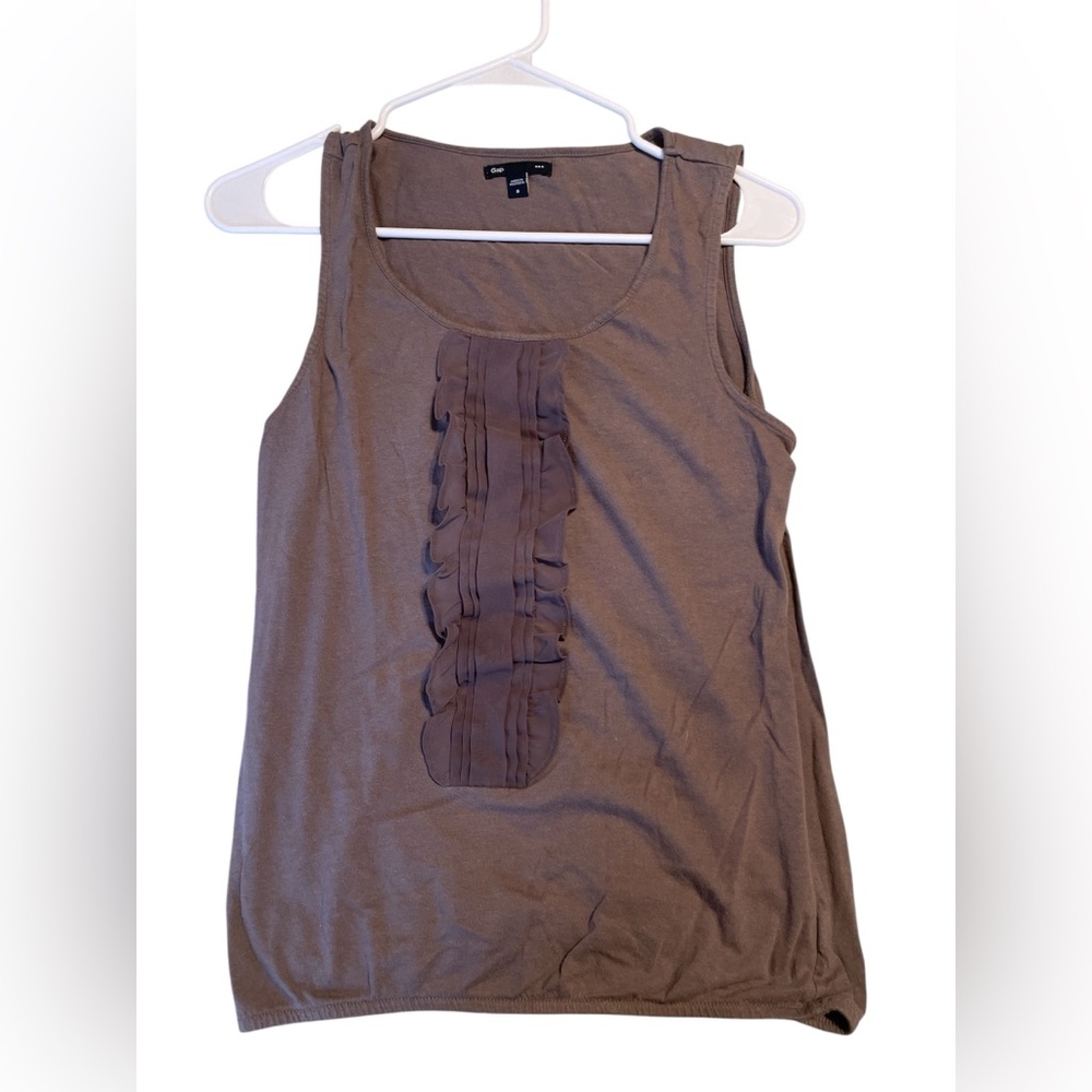 GAP Brown Ruffled Sleeveless Tank Top